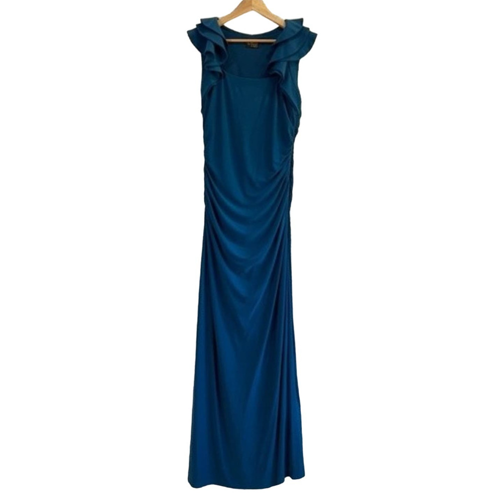 Ignite Evenings Women's 10 Peacock Green Formal Dress Sleeveless Fitted Stretchy